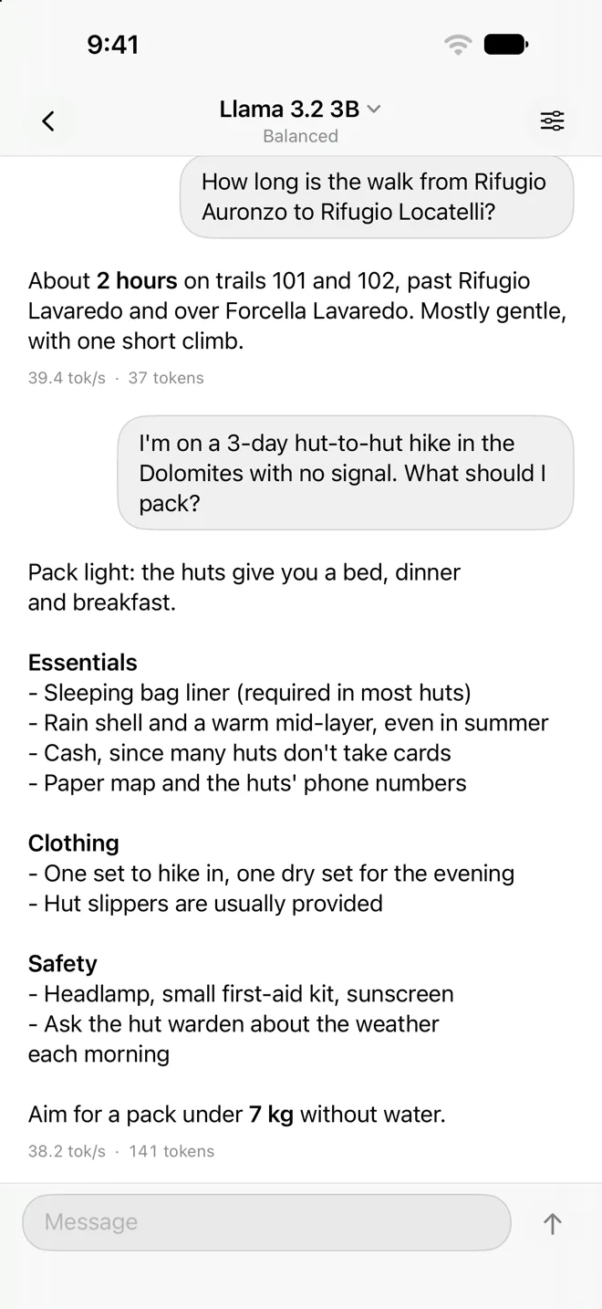 A chat answered in airplane mode, with no connection